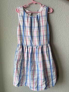 Carters Girls Plaid Sleeveless Cotton Dress - Blue & Pink